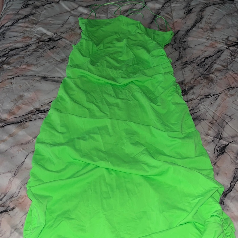 Ruched vibrant dress strings dress